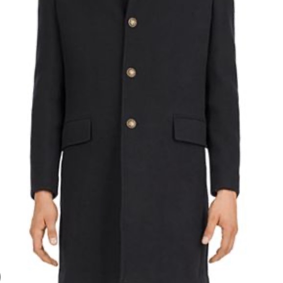 NWT The Kooples Ninfetta Wool Leather Coat Black Brass Buttons XS - Picture 2 of 11